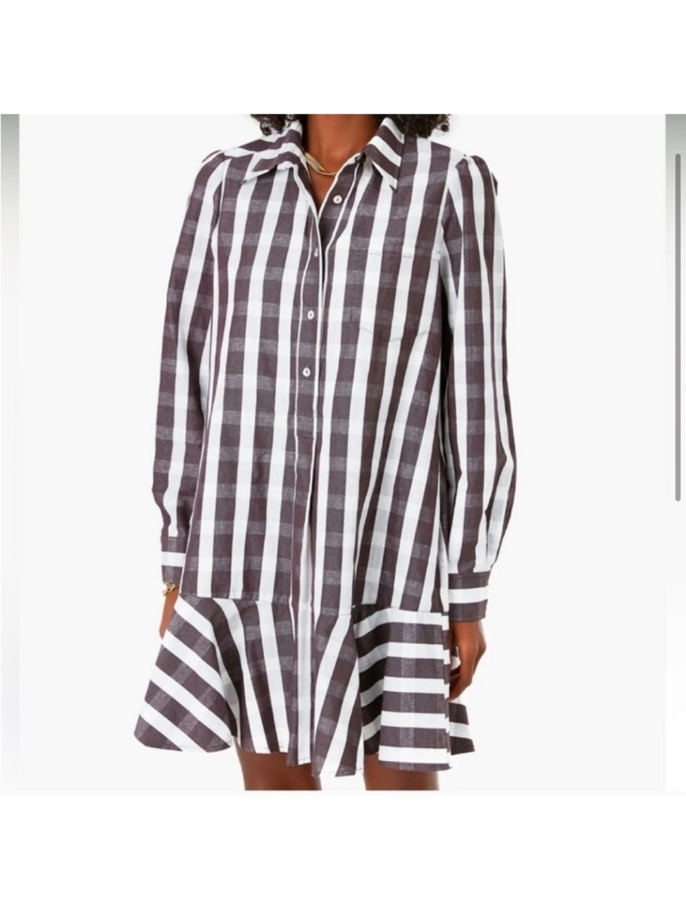 Tuckernuck Callahan Shirt Dress Espresso Check Linen Blend